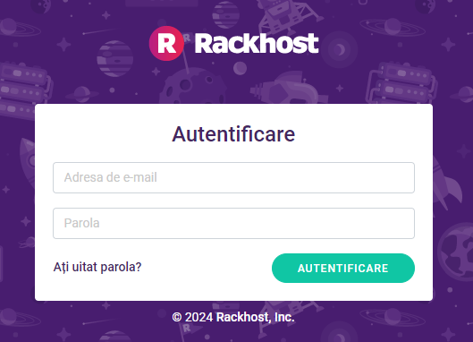 În interfața de autentificare, în cazul în care v-ați uitat parola, puteți solicita o nouă parolă la adresa de e-mail pe care ați furnizat-o la înregistrare. Puteți face acest lucru apăsând pe butonul "Ați uitat parola?" din partea stângă a interfeței.